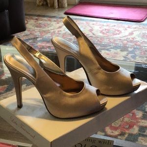 Lulu Townsend Satin 3” heal open toe dress shoes